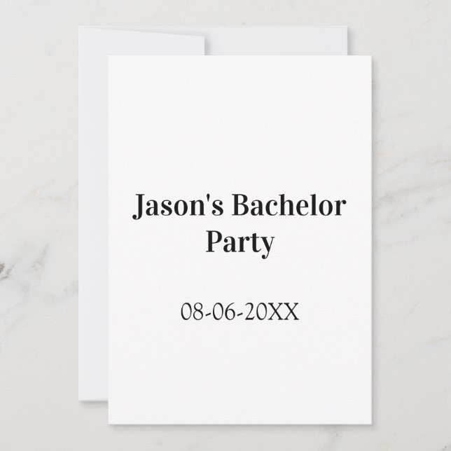 Invitation Nom de la fête de bachelor date simple minimal mei (Devant)