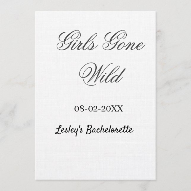 Invitation Nom de la fête de bachelorette Girls Gone wild dat (Devant)