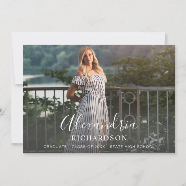 Invitation Nom de la méthode de script Diplôme photo - Nom LG (Devant)