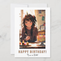 *NOM DE LA PHOTO Fille ANIME Gâteau d'anniversaire