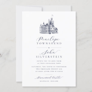 Invitation Nom de l'illustration du château vintage Mariage d