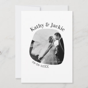 Invitation nom de photo de courbe date de mariage romantique