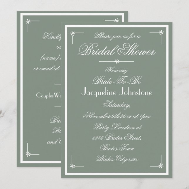 Invitation Nom de script rustique simple RSVP Fête des mariée (Devant / Derrière)