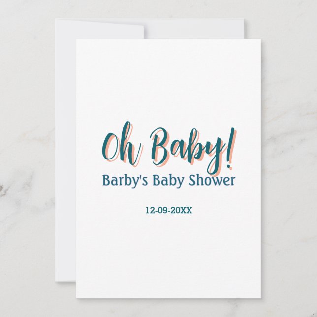 Invitation nom de shower bébé simple bleu gras oh bébé bébé  (Devant)