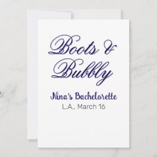 Invitation nom d'enterrement de vie de jeune fille Boots & Bu