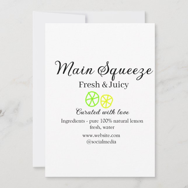 Invitation Nom d'entreprise de jus de citron principal fait m (Devant)