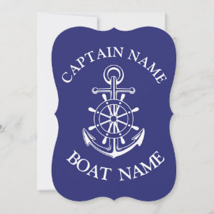 Invitation Nom du capitaine de bateau personnalisé marine mar