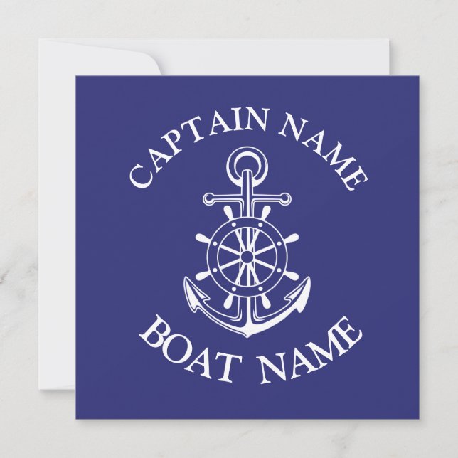 Invitation Nom du capitaine de bateau sur mesure marine marin (Devant)