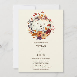 Invitation Nom du Fleur sauvage d'automne élégant Mariage ini
