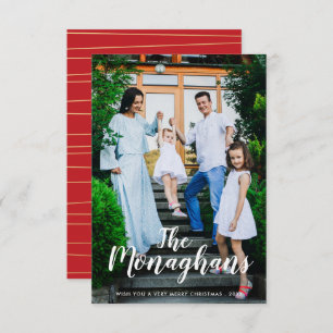 Invitation Nom élégant Modern Christmas Photo Vertical