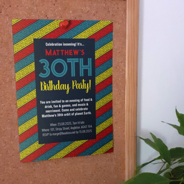 Invitation Nom et âge Anniversaire Fête Celtique Bleu Rouge (Créateur téléchargé)