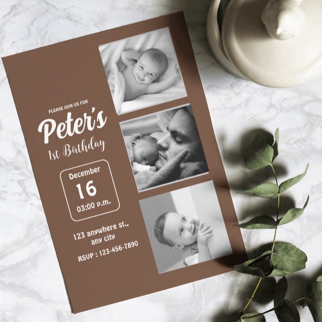 Invitation Nom et photo de fête d'anniversaire  (Name And Photo Birthday Party Invitation)