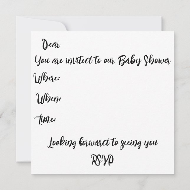 Invitation Nom monogramme de baby shower minimal simple (Dos)