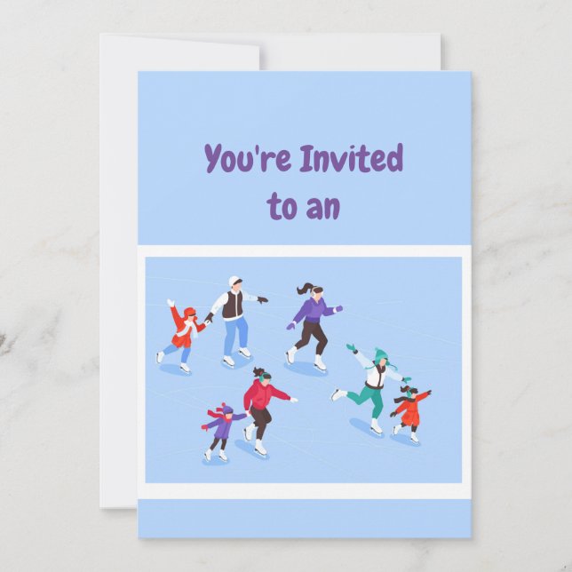 Invitation Nom personnalisé Anniversaire Patinage sur glace A (Devant)
