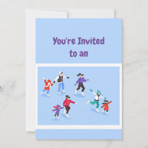 Invitation Nom personnalisé Anniversaire Patinage sur glace A