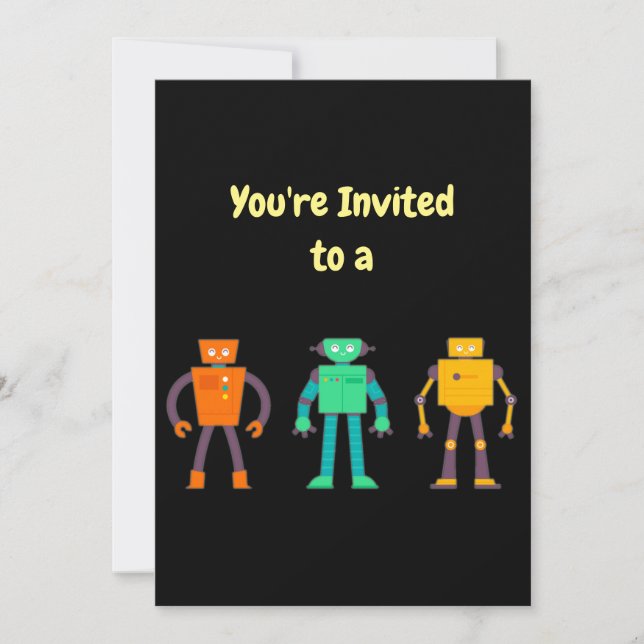 Invitation Nom personnalisé Anniversaire Robots Anniversaire  (Devant)