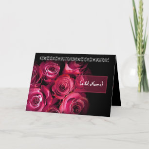 Invitation NOM PERSONNALISÉ Bouquet de roses rouges Demoisell