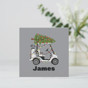 Invitation Nom personnalisé golfeur Noël chariot de golf Xmas