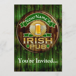 Invitation Nom personnalisé Irish Pub Sign Day St. Patrick's