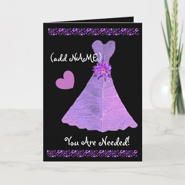 Invitation (Nom personnalisé) JUNIOR BRIDESMAID PURPLE Gown 2 (Devant)