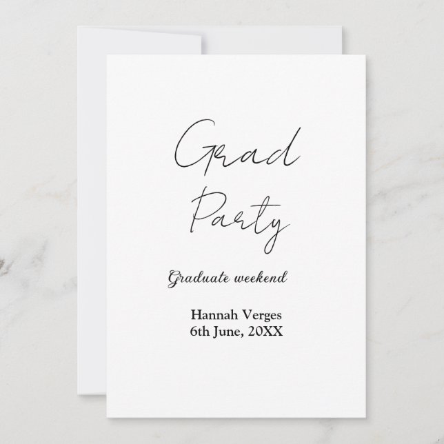 INVITATION NOM SEMAINE DE FÊTE DE FIN D'ÉTUDES DATE SIMPLE ÉL (Devant)