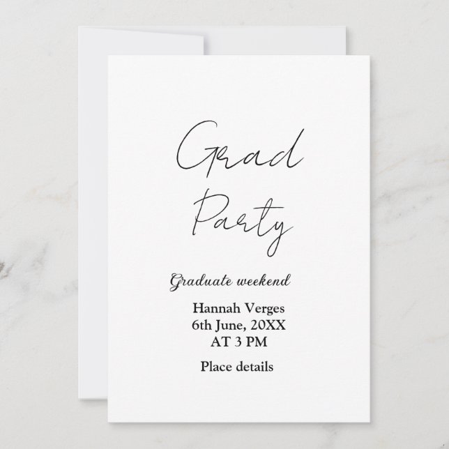 INVITATION NOM SEMAINE DE FÊTE DE FIN D'ÉTUDES DATE SIMPLE ÉL (Devant)