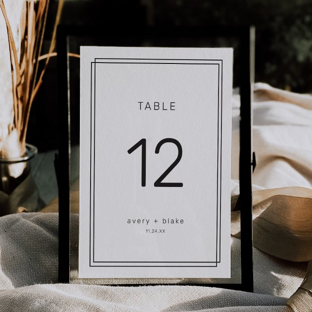 Invitation Nombre de tableaux minimalistes AVERA modernes (AVERY Modern Minimalist Wedding Table Numbers)