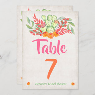 Invitation Nombre de tables de fiesta mexicaines Watercolor C