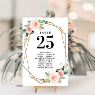Invitation nombre de tables de script floral clair moderne