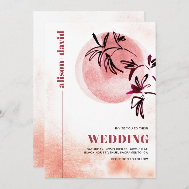 Invitation nombre et lune Qr code japonais mariage (Devant / Derrière)