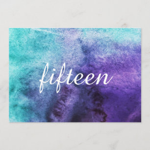 Invitation Nombres de table aquarelle bleue sur fond violet