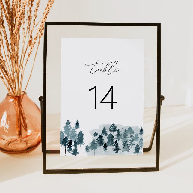 Invitation Nombres de table aquarelle d'arbre de pin rustique (Créateur téléchargé)