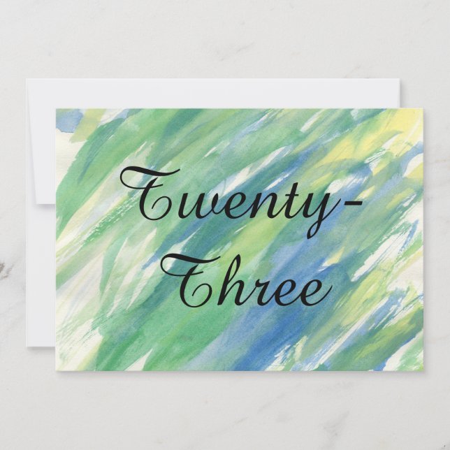 Invitation Nombres de table - Aquarelle verte jaune bleue (Devant)