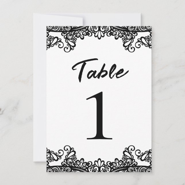 Invitation Nombres de table de mariage élégants à dentelle no (Devant)