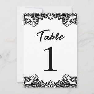 Invitation Nombres de table de mariage élégants à dentelle no