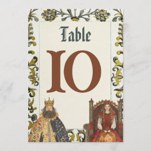 Invitation Nombres de table de mariage royal Renaissance médi