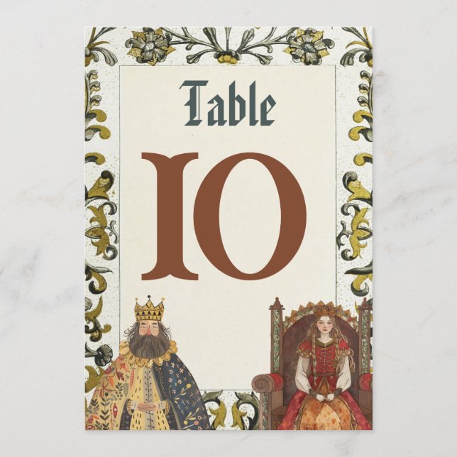 Invitation Nombres de table de mariage royal Renaissance médi (Devant)