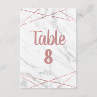 Nombres de table en triangle or rose et marbre bla