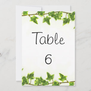 Invitation Nombres de table - Lierre vert