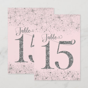 Invitation Nombres de table Pailleté Rose Foncé Argenté Numér