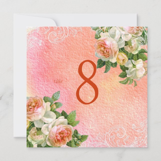 Invitation Nombres de table roses vintage PixDezines/aquarell (Devant)