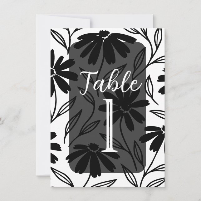 Invitation Nombres de tables Boho Fleurs de marguerite à encr (Devant)