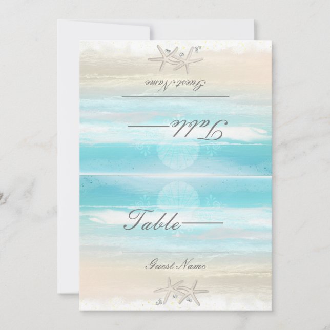 Invitation Nombres de tables de mariage d'été étoile de mer b (Devant)