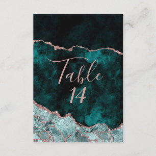 Invitation Nombres de tables de mariage en agate or rose et v