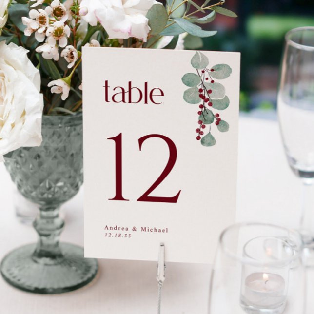Invitation Nombres de tables de mariage en verdure de Bourgog (Créateur téléchargé)