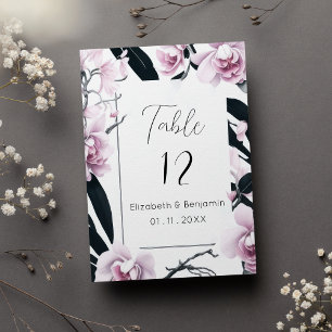 Invitation Nombres de tables fleurs d'orchidée noire rose aqu