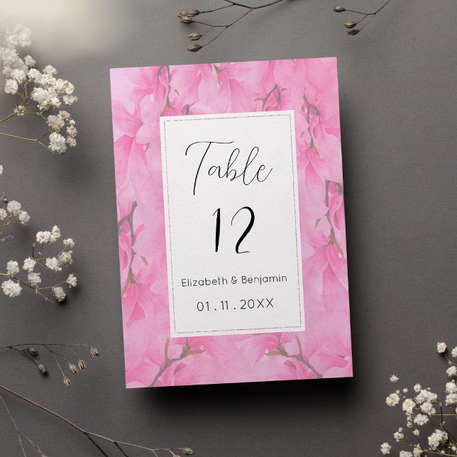 Invitation Nombres de tables fleurs d'orchidée rose vert aqua (Watercolor pink green orchid flowers Table Numbers)