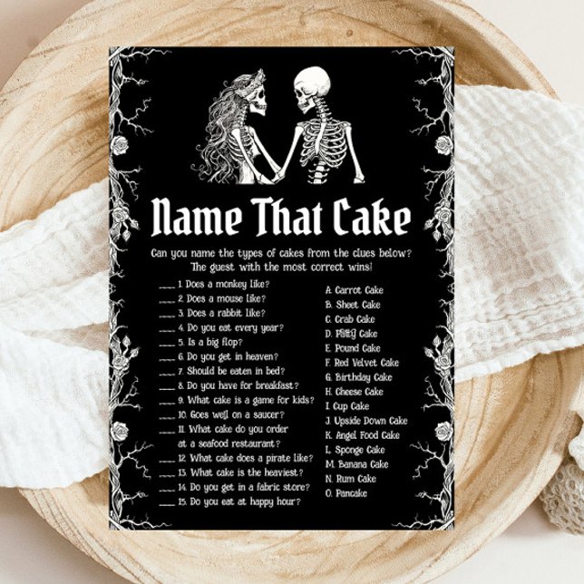 Invitation Nommez ce gâteau de mariage squelette d'Halloween  (Créateur téléchargé)