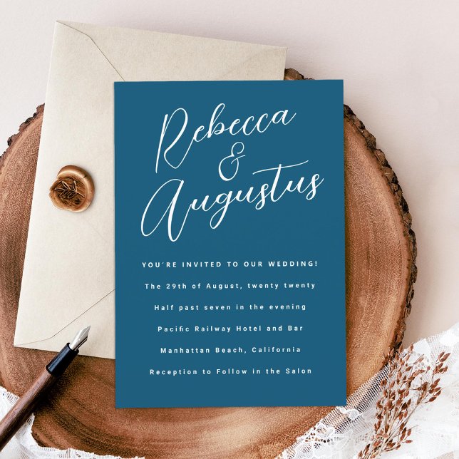 Invitation Noms amusants écrits à la main en Mariage bleu et  (Créateur téléchargé)