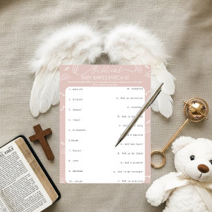Invitation Noms bibliques pour bébé rose céleste assortis